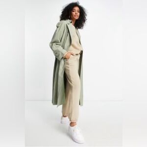 Marfa Light Sage Trench Coat - Classic Button Front